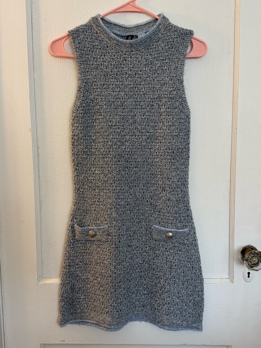 h&m light blue textured sleeveless knit dress